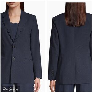 Rebecca Taylor Navy Scalloped Women's Blazer size 6
